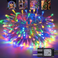 Гірлянда 100 LED різнокольорова на білому дроті 220 В