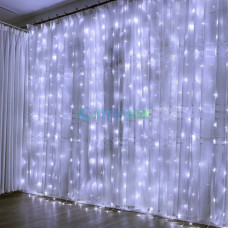 Гірлянда водоспад 240 LED, 3×2 м, холодний білий, перемикач режимів